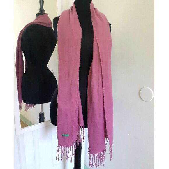 United Colors of Benetton Pink Fringe Wide Scarf Shawl - Picture 2 of 6